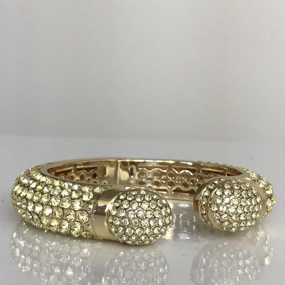 Fabulous Joan Boyce pave hinged cuff bracelet in golden yellow shade (S/M)